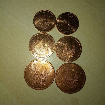 Монеты центы ( 1,2,5cent) Испания,Германия