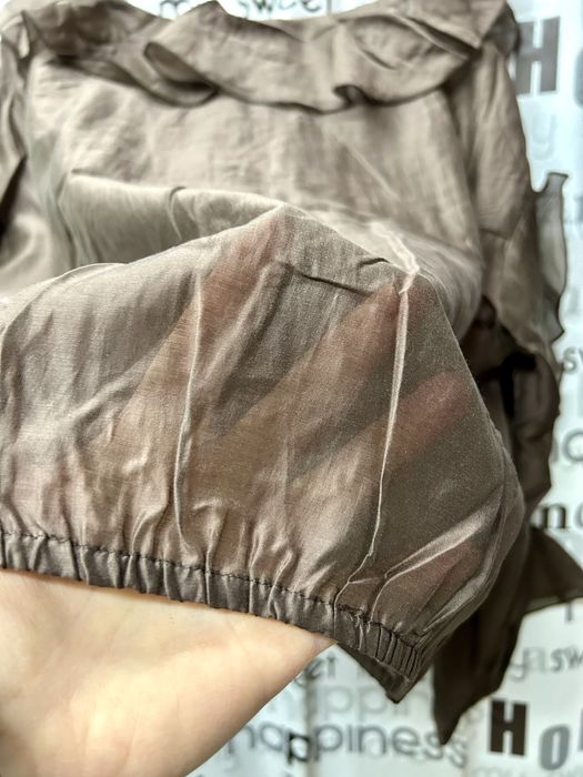 Блуза нарядная с валанами, натуральная, Италия, оверсайз