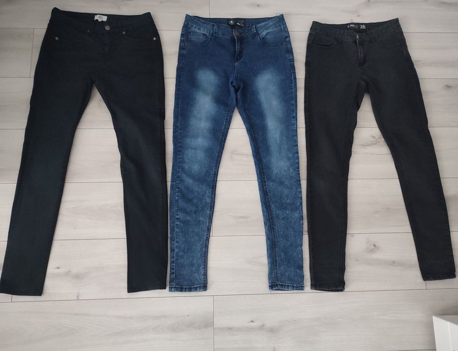 Spodnie jeansowe rurki zestaw r.S/M