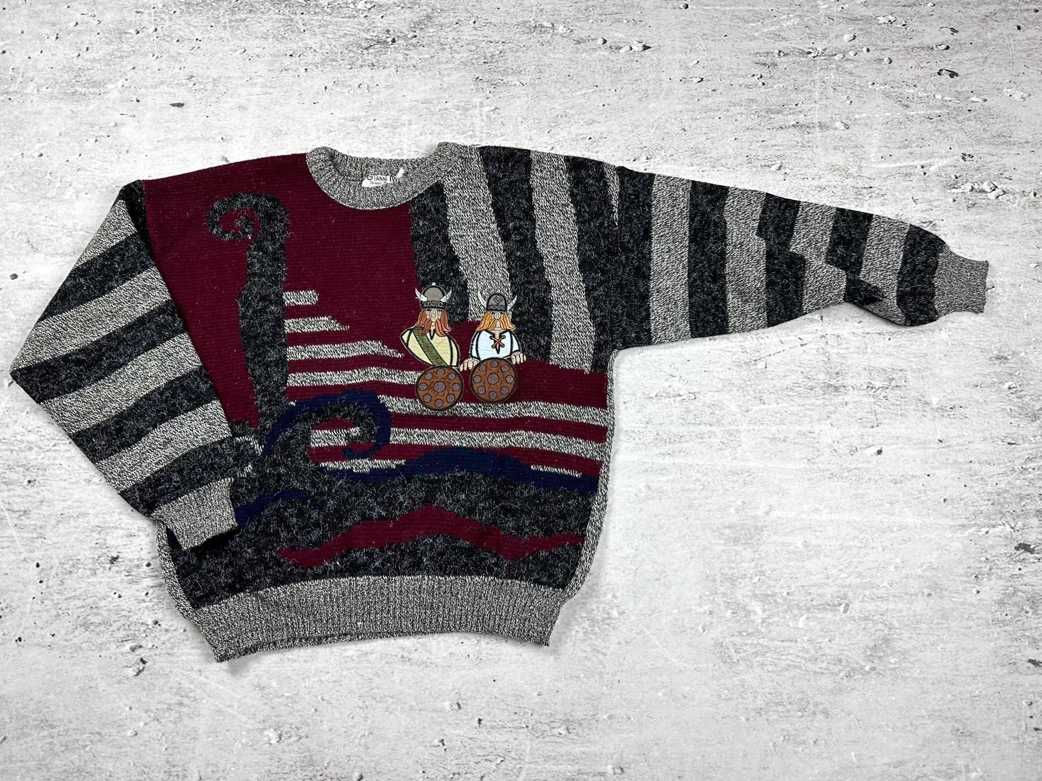 Sweter vintage Wikingowe scandi retro boxy 90s y2k r. M
