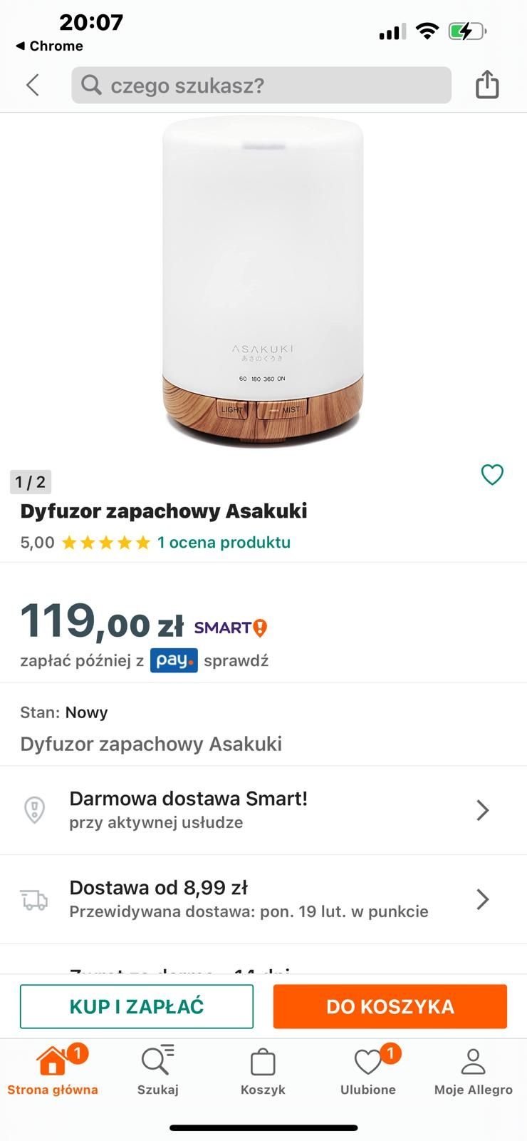 Dyfuzor zapachowy z wbudowanym podświetleniem