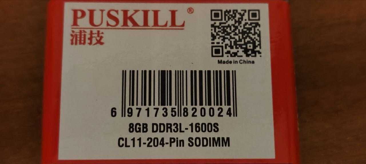 ОЗУ для ноутбука Puskill  DDR3L 8GB (Новые!)1600mhz 1.35v, PC3L-12800