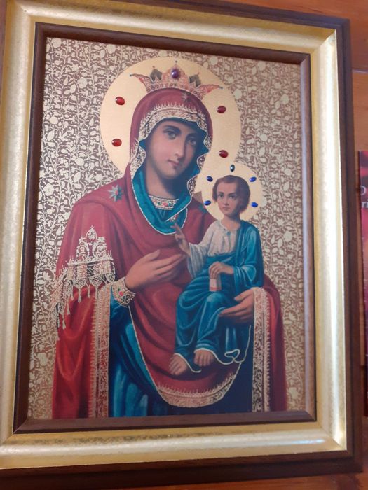 Icone repr. autorizada folha de ouro e pedras preciosas