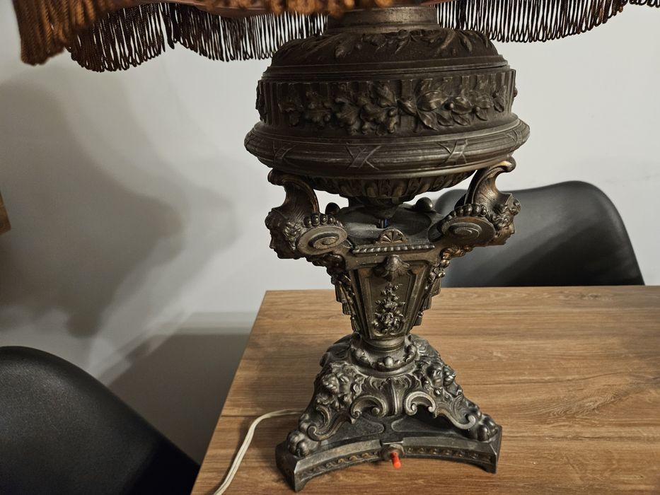 Lampa żeliwna  mosiądzowana antyczna