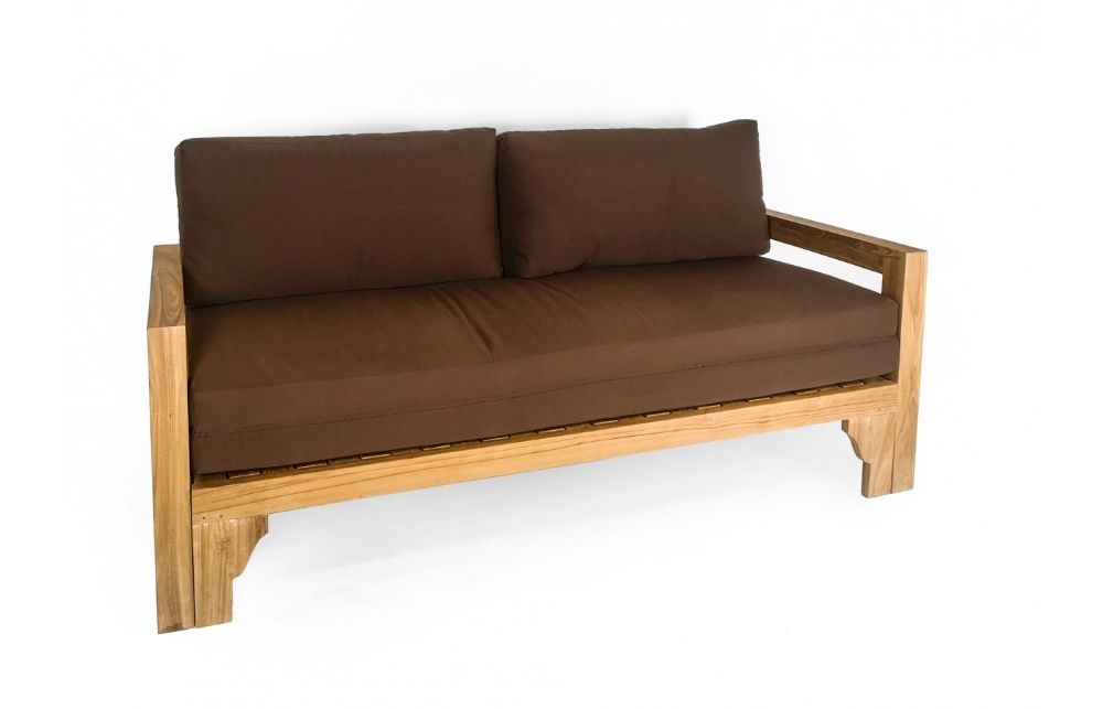 Sofa ogrodowa rozsuwana teak z poduchami