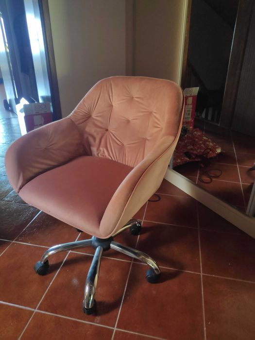 Cadeira de escritório MIA veludo rosa velho NOVA