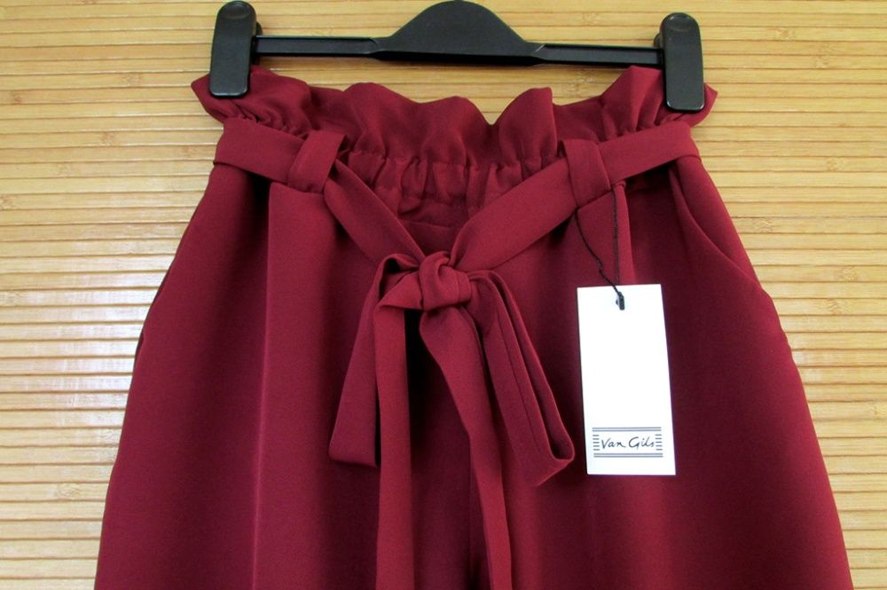 Літні стильні жіночі брюки з високою талією, бордові, 48 р L розмір