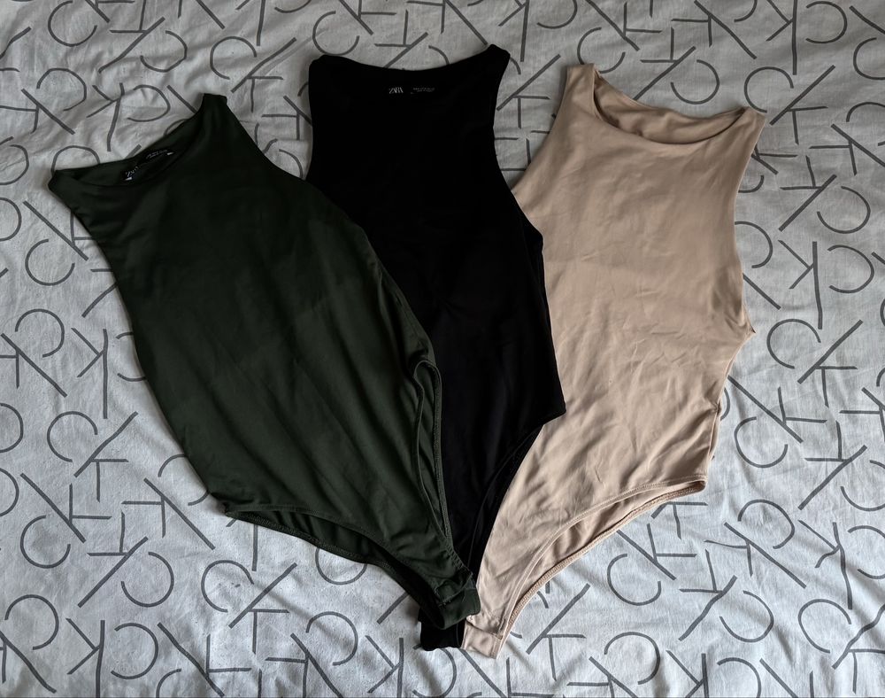 Боді жіночий Zara зелений , бежевий