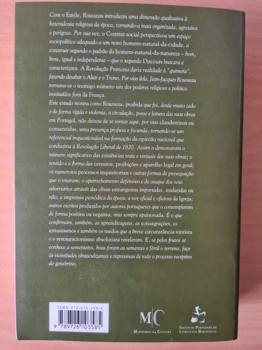 Livro "Rousseau em Portugal" de Fernando Augusto Machado