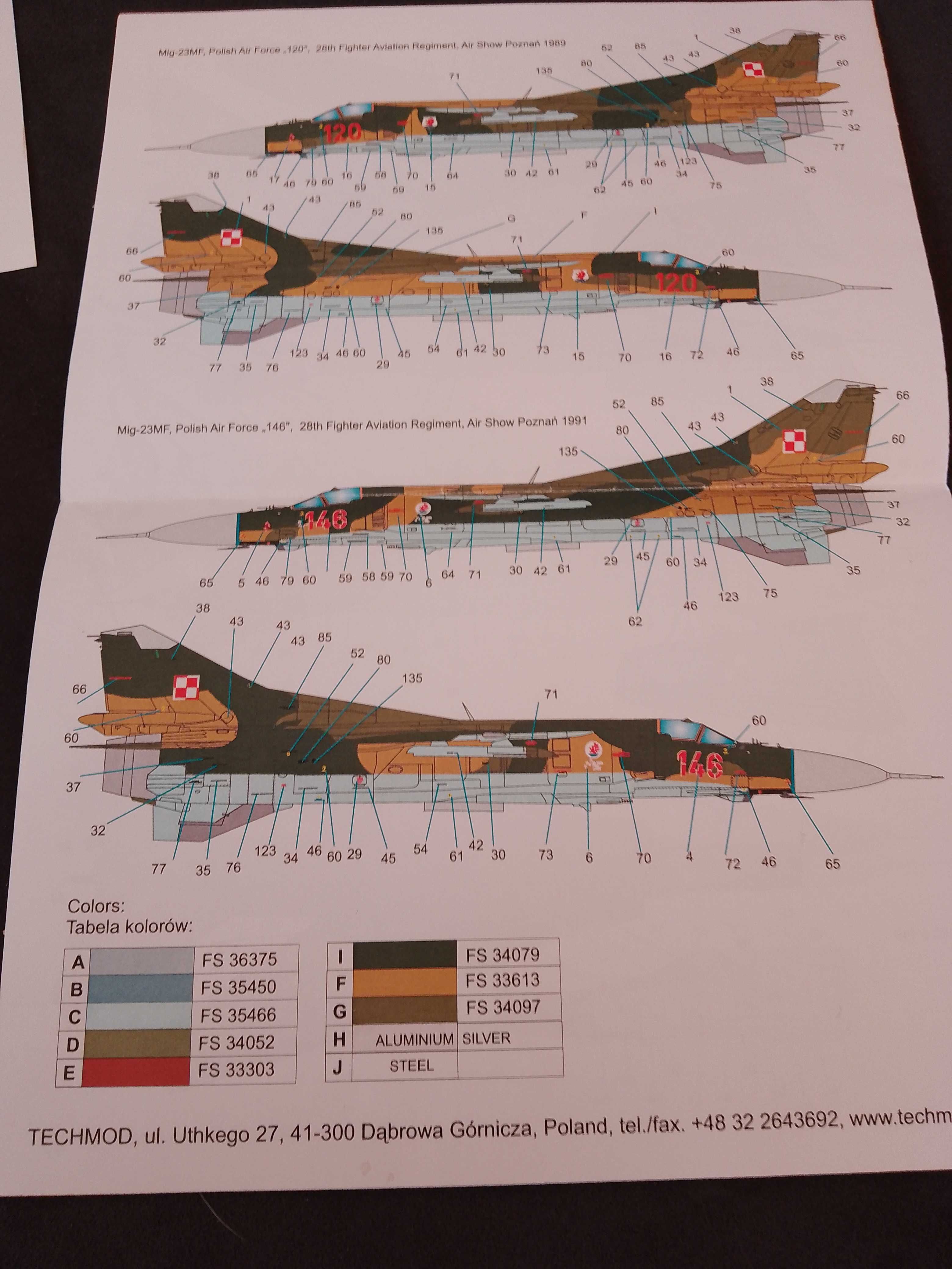 Kalkomania,model Mig-23,skala 1/72