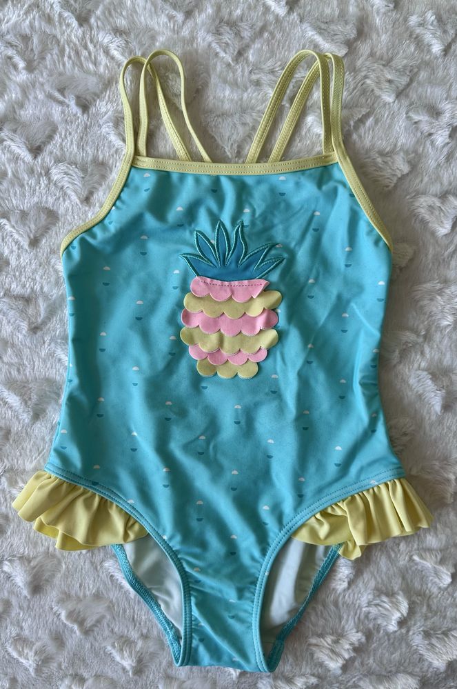 Strój kąpielowy 104 dziewczynka ananas turkus lato basen plaża hit