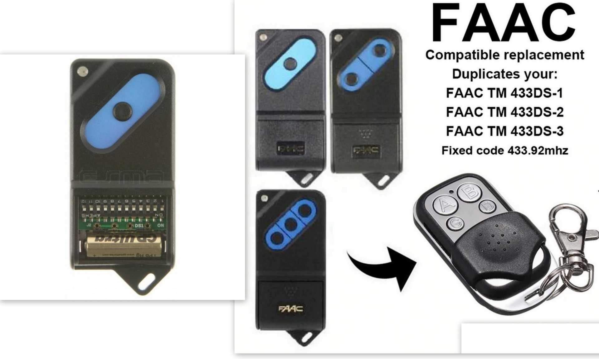 Comando de garagem compatível com FAAC TM