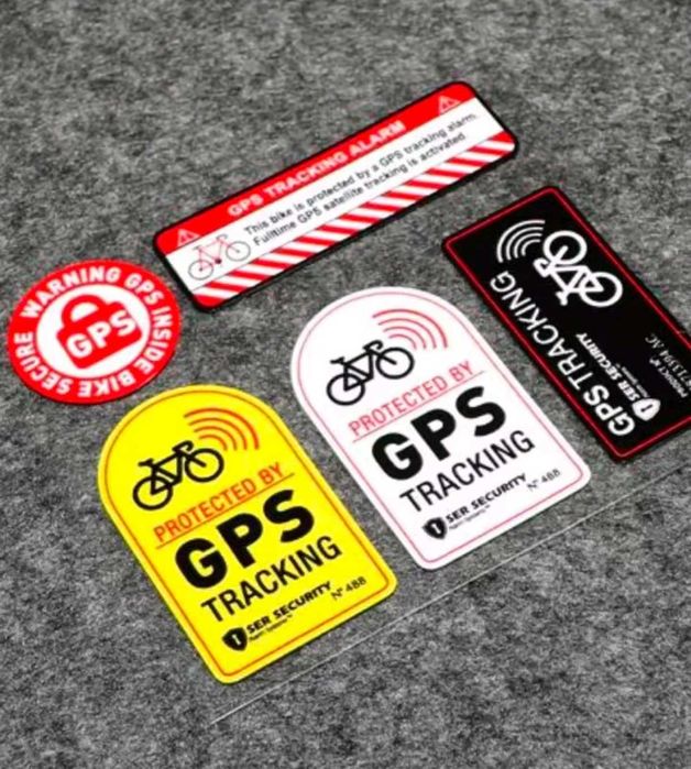 Naklejki ochronne GPS security kpl. 5 szt. rower, hulajnoga, motor