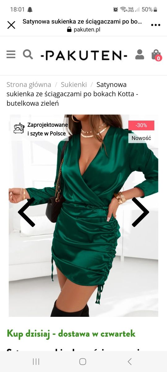 Sukienka satynowa zielona