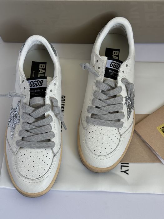 кеди голден гус шкіряні білі жіночі Golden Goose GGDB з блискітками -