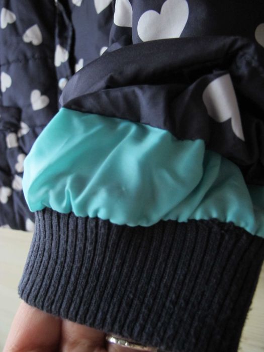 kurtka zimowa dziewczynka 116/122 granat serduszka 5.10.15 zima ciepła