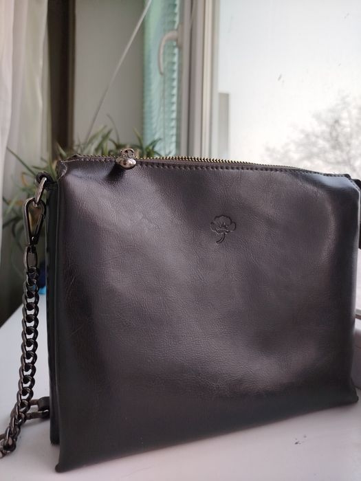 Сумка кожаная графит