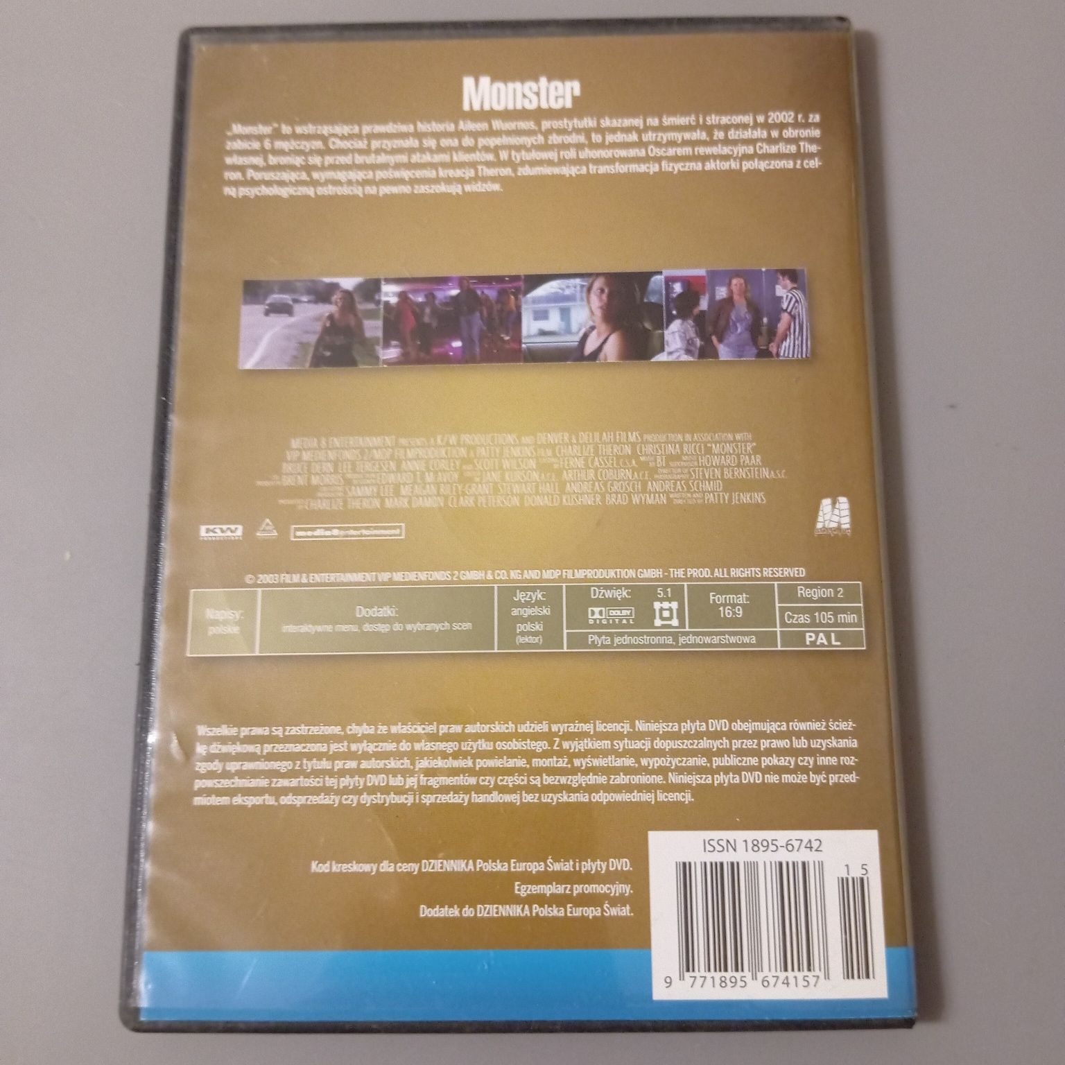 Monster,  świetny film DVD, stan bdb