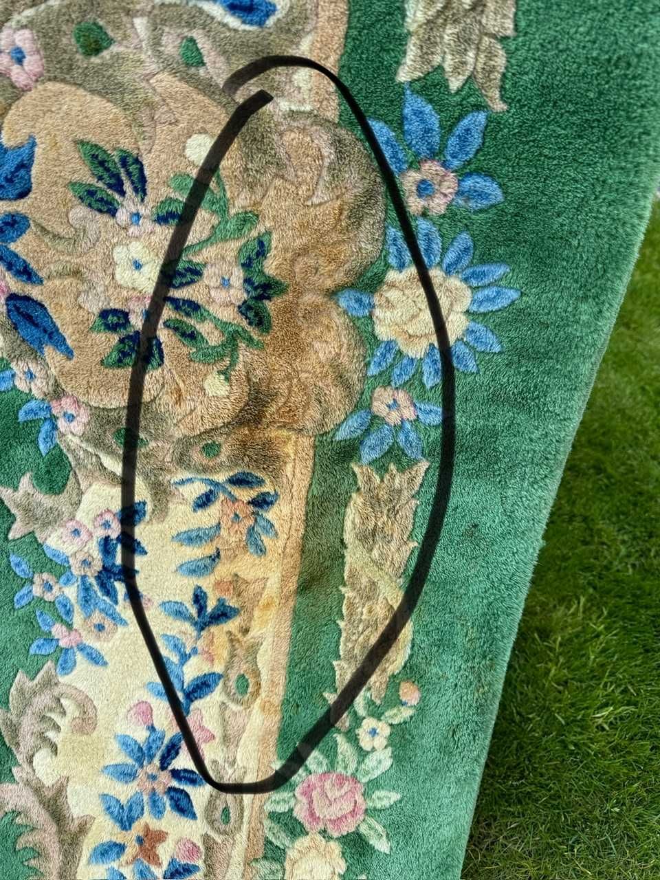 Chiński zielony kaszmirowy dywan r. tkany 360x250 gal.13 tyś