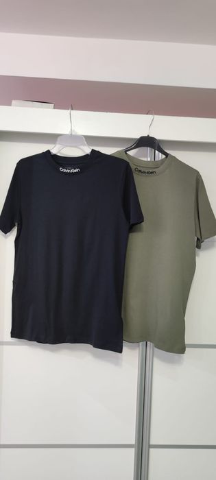 Koszuli na krótki rękaw t-shirt 2 pak czarna khaki bawełna Calvin Klei