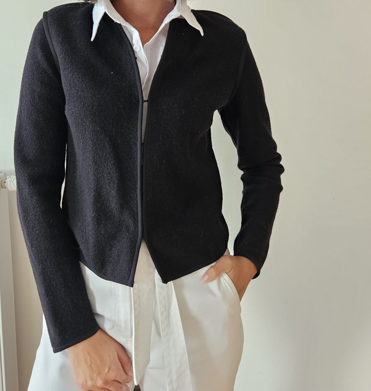 Czarny wełniany żakiet marynarka Massimo Dutti M 38