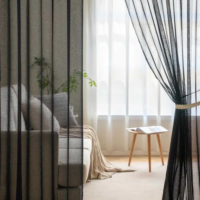 Zasłony Firany półprzezroczyste taśma 175x140 CZARNE - Miulee - 2 szt