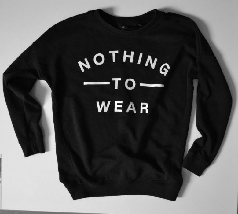 czarna bluza New Look print 36 S młodzieżowa modna z napisami print