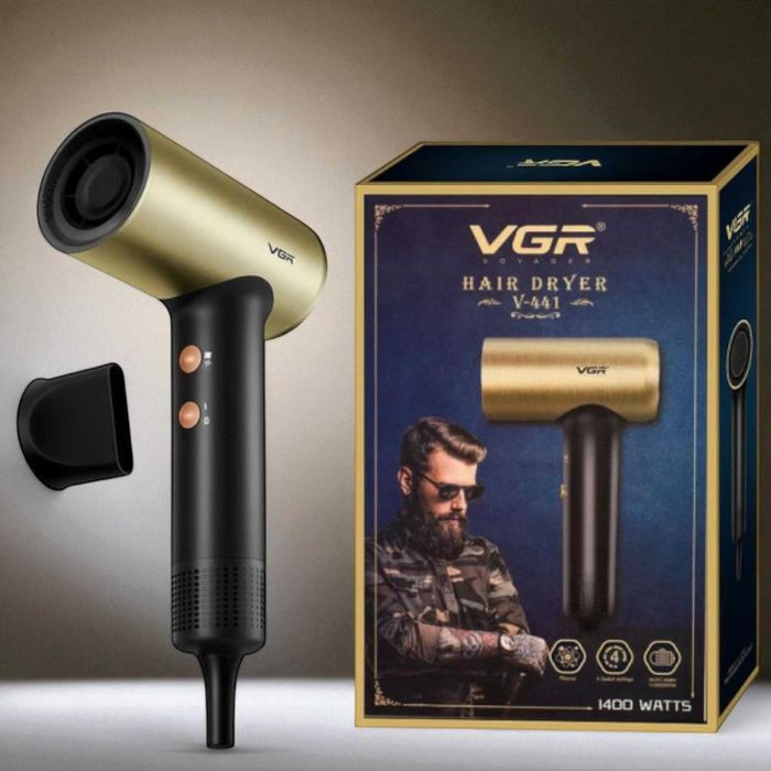 Фен для волос VGR V-441 Gold 1400 Вт 4 режима насадка-концентратор