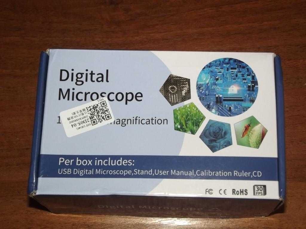Микроскоп цифровой USB 1000X на штативе с подсветкой для пайки плат