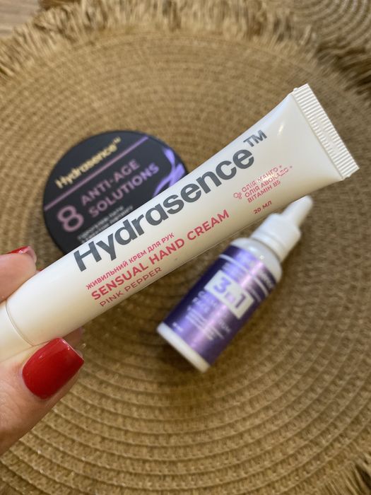 Патчі, сироватка для обличчя, крем для рук Hydrasence