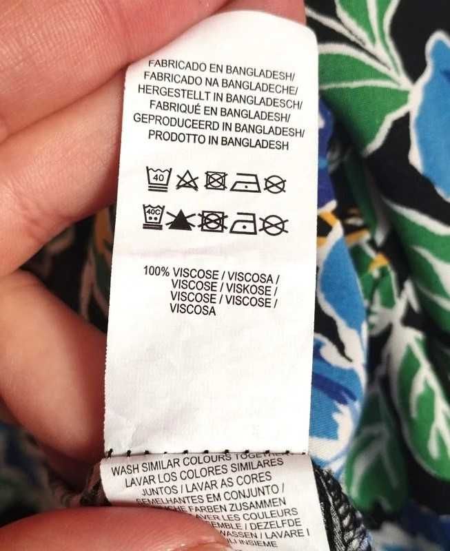 Sukienka letnia kopertowa wiązana krótka w kwiaty z wiskozy