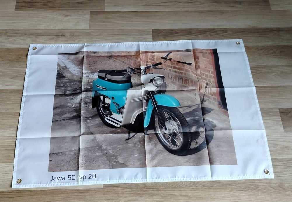 Plakat baner materiał Jawa 250,350 Jawa typ 20, Mustang panelka 90x60