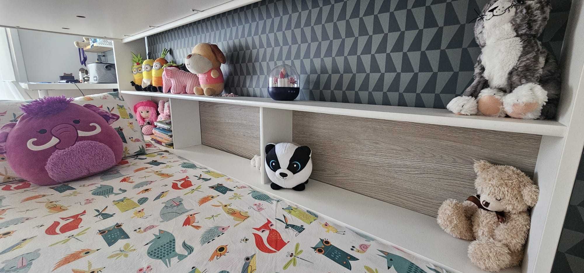 Beliche LEONARDO Branco com Arrumação + 2 Colchões (90x200)