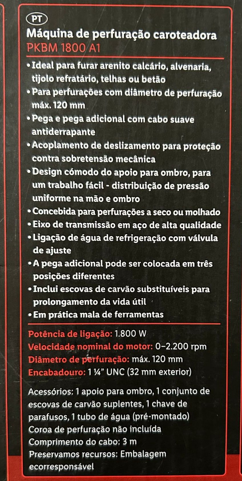 Parkside PKBM 1800 A1 máquina de perfuração / caroteadora
