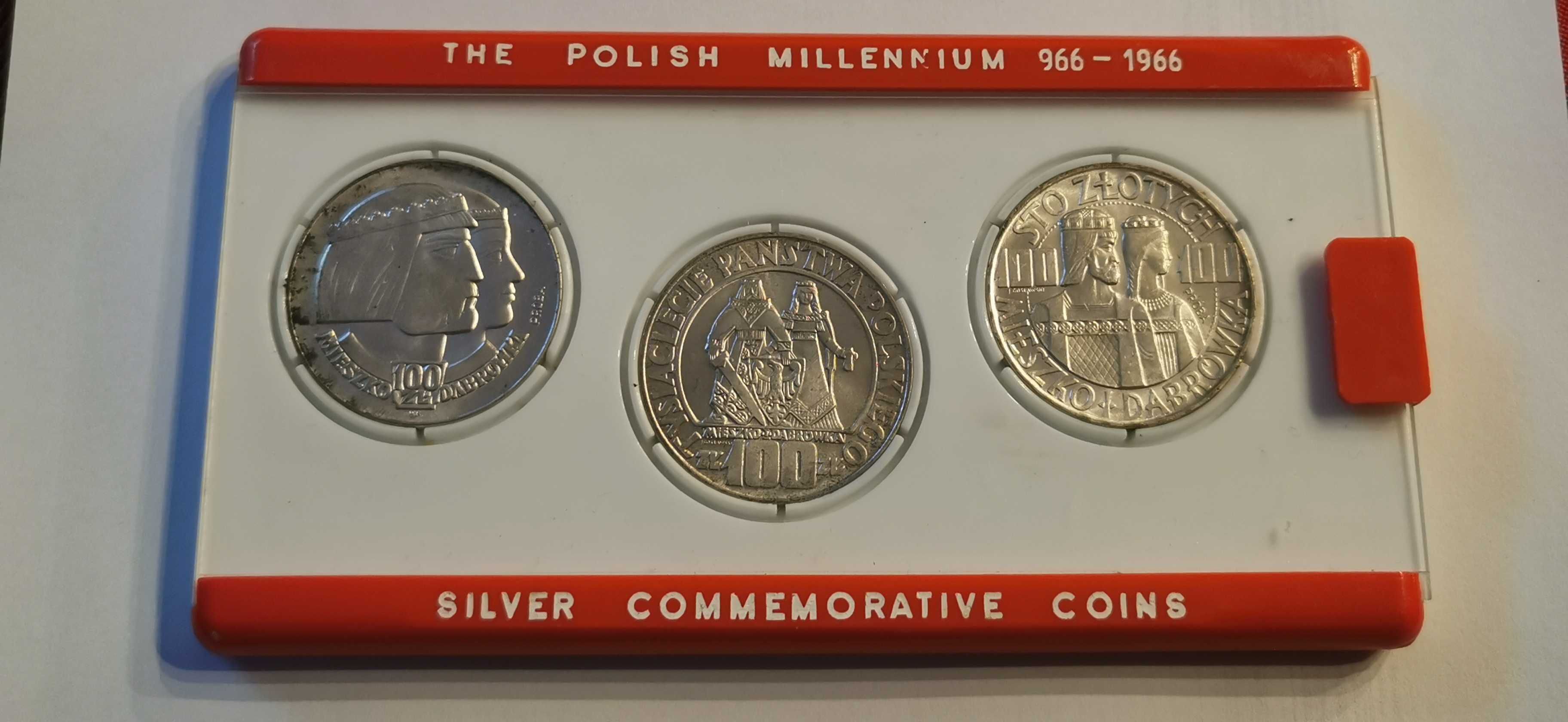 Zestaw Monet - Mieszko i Dąbrówka 100 zł PRÓBA - MILLENIUM 1966r. S-3