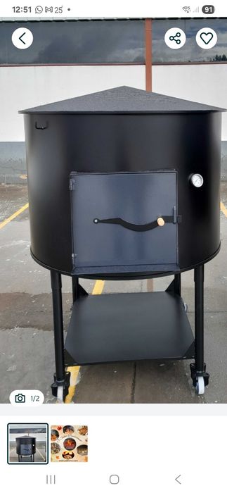 Forno a lenha 100cm  em Ferro pórtatil c/ rodas