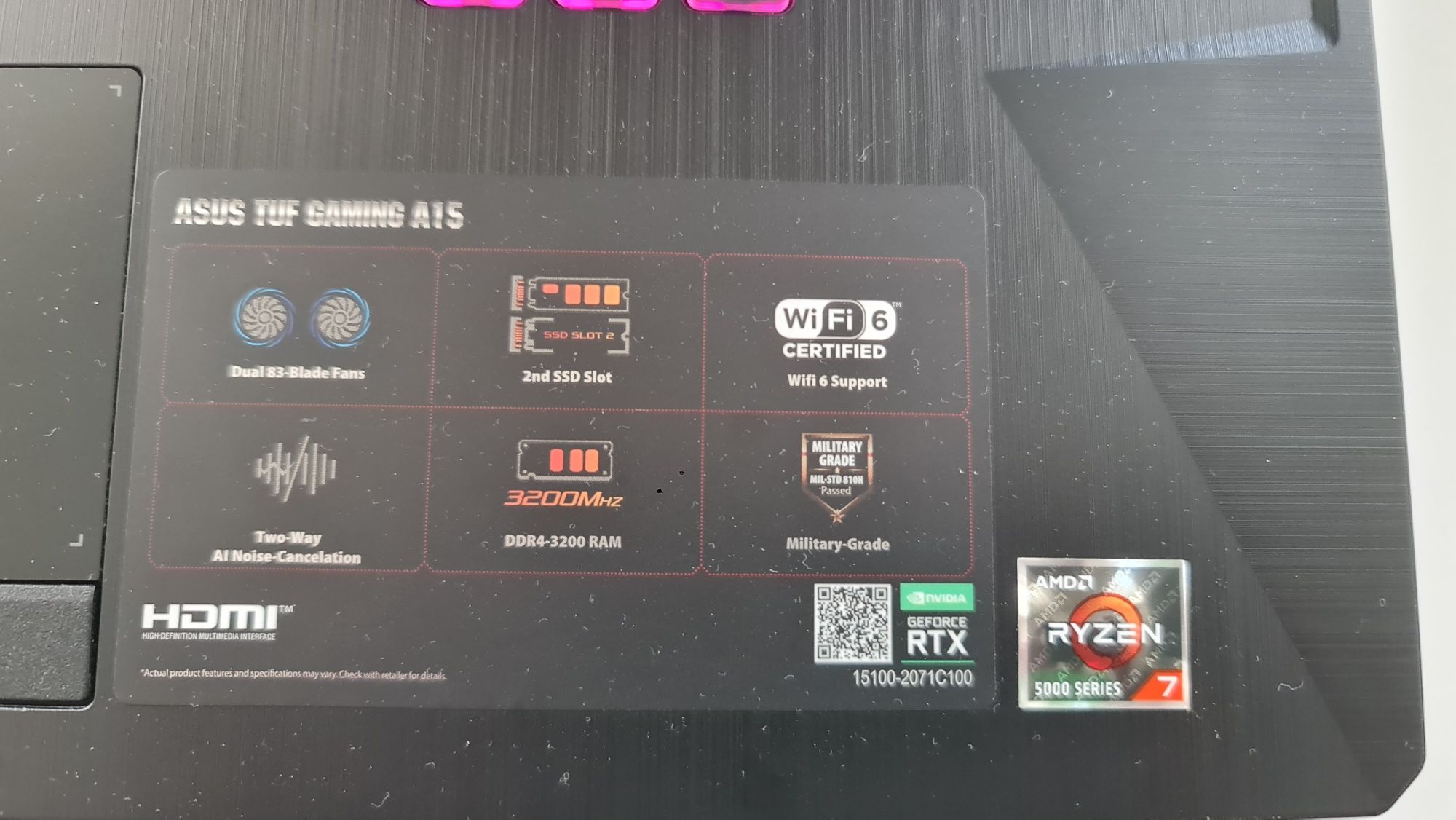 Portátil ASUS TUF Gaming A15 FA506QM-R75B36PS1 Ryzen 7 | RTX 3060