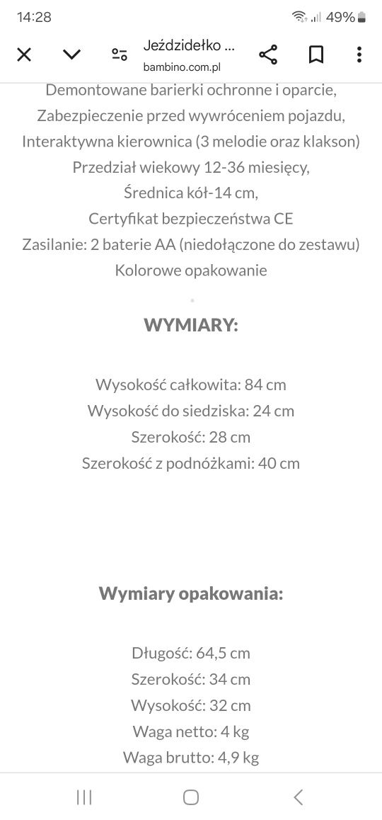 Jeździk dla dziecka 2+