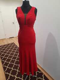 Czerwona balowa sukienka długa M/L