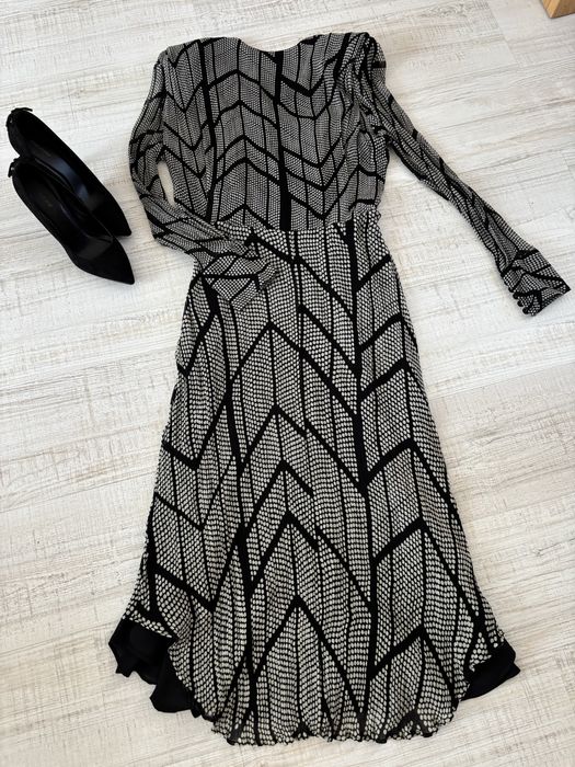 Sukienka długa midi Massimo Dutti rozmiar S wiskoza szara czarna