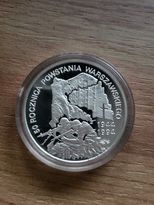 Srebrna moneta 50 Rocznica Powstania Warszawskiego 1991r