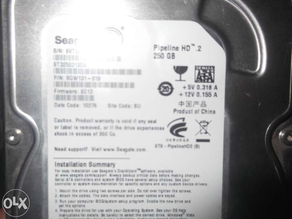 Disco rigido seagate 250 gb