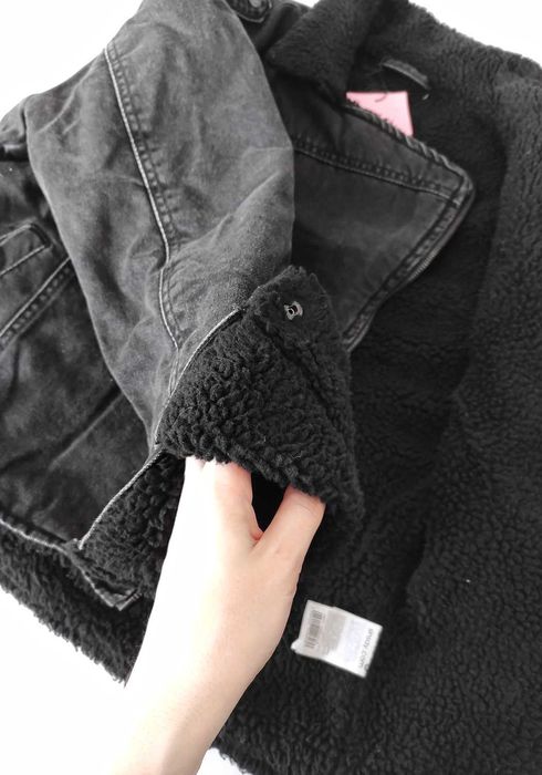 Jeansowa kurtka ocieplana barankiem M 38 / L 40 ramoneska katana biker