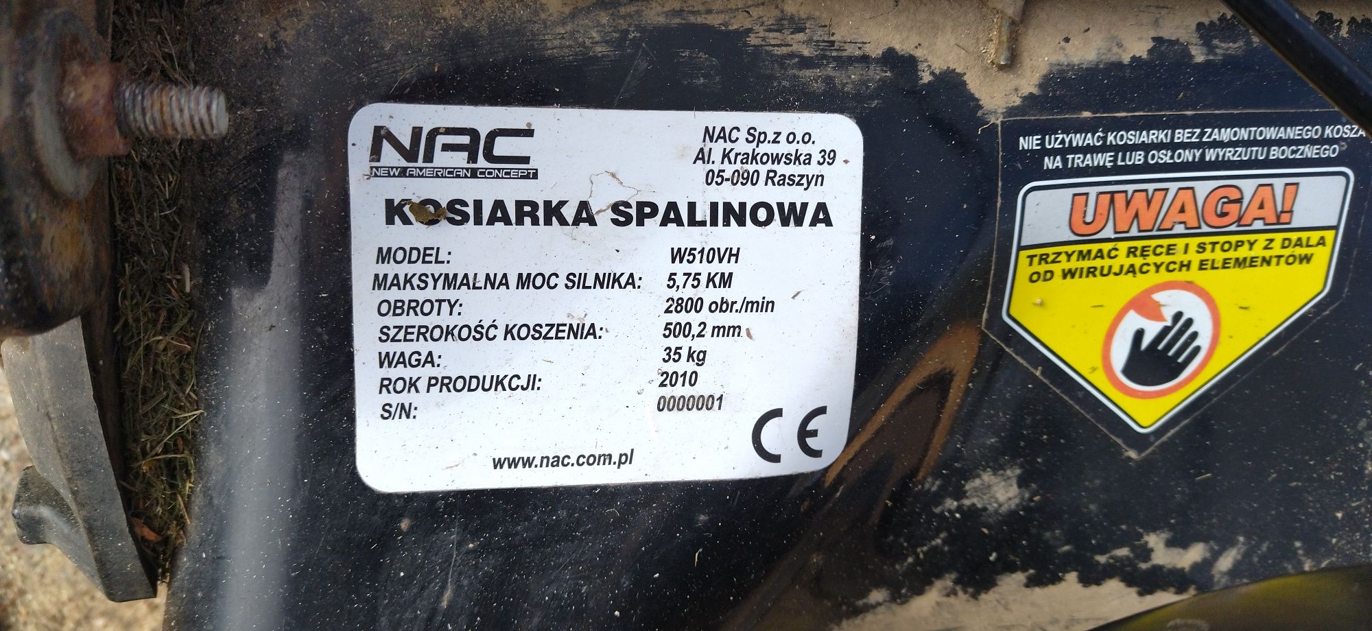 Kosiarka spalinowa NAC z napędem. Nie odpala