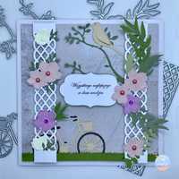 Kartka urodzinowa / imieninowa handmade z kwiatami