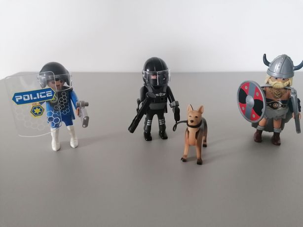 Playmobil figurki Policjant z psem, Policjant galaktyczny i Charlie Wi