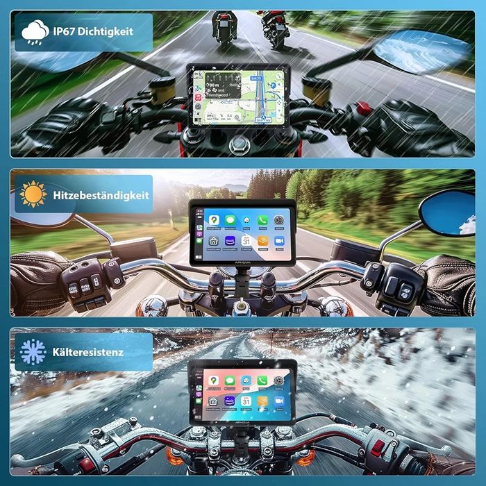 Бездротовий екран CarPlay APHQUA A722 для мотоцикла, 7-дюймовий водоне