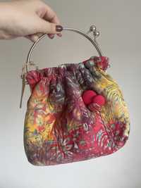 Kolorowa torba worek ze stelażem handmade etno
