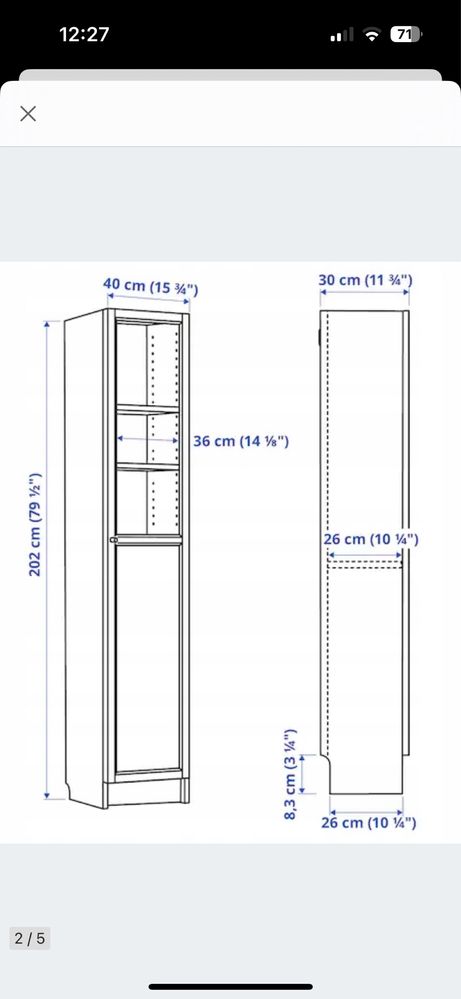 Sprzedam regał Billy/Oxberg IKEA(jak nowy)