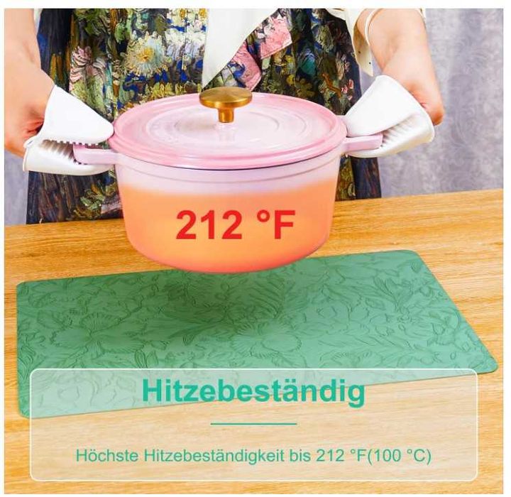 Antypoślizgowe podkładki kuchenne na stół 6 sztuk zielone FJNATINH